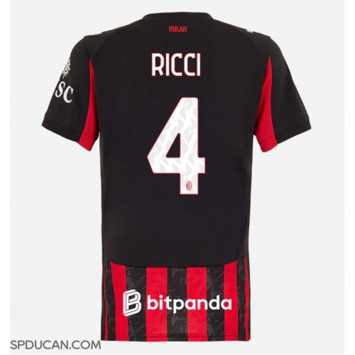 Zenski Nogometni Dres AC Milan Samuele Ricci #4 Domaci 2025-26 Kratak Rukav